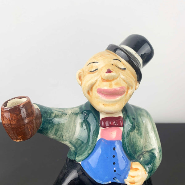 Mid Century Ceramic Drunk Man on Barrel Decanter