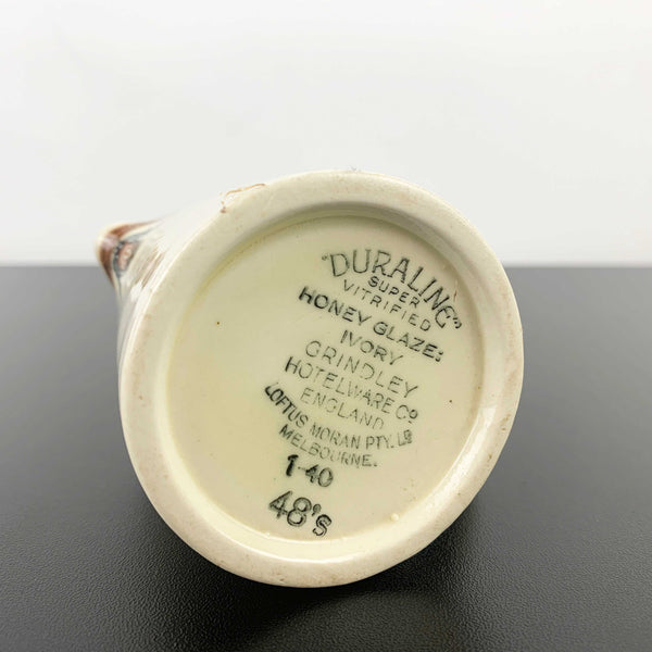 Grindley Hotel Ware for Loftus Moran 1940 ceramic creamer