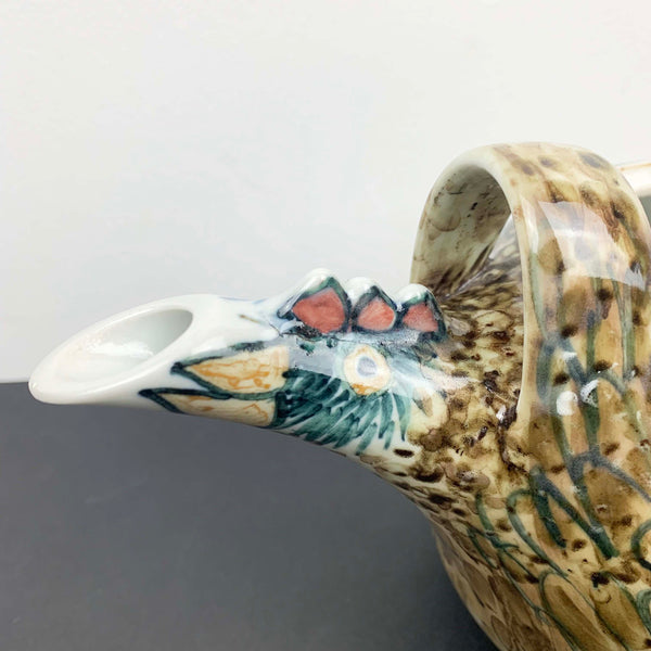 Rare Dennis Dwyer hand painted rooster spout on tea pot