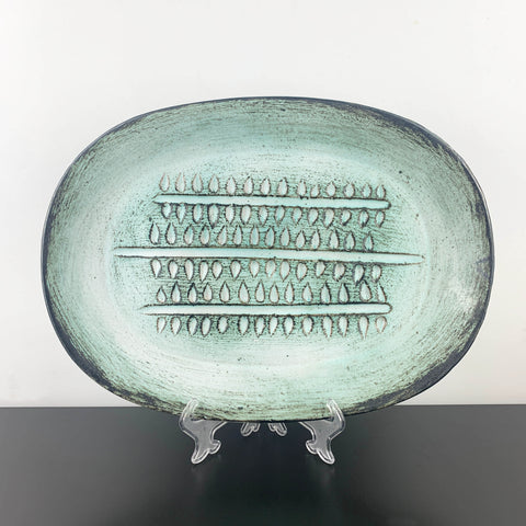 Ellis Ceramics rare large oval platter with hand carved detail