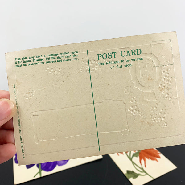 Early 1900's embossed floral postcards - Set of 3