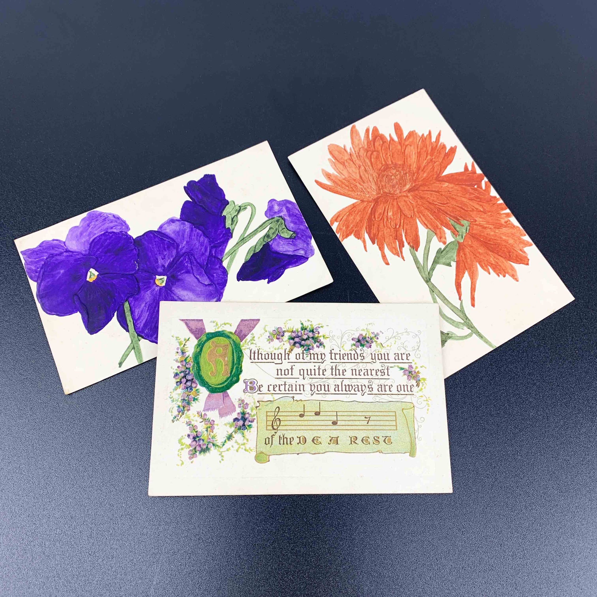 Early 1900's embossed floral postcards - Set of 3