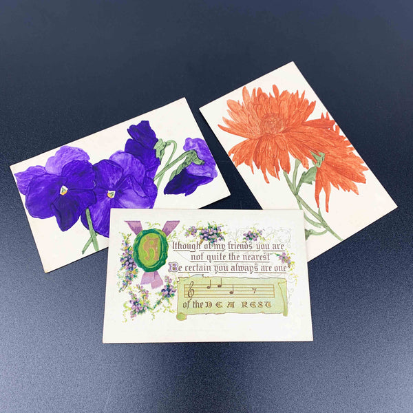Early 1900's embossed floral postcards - Set of 3