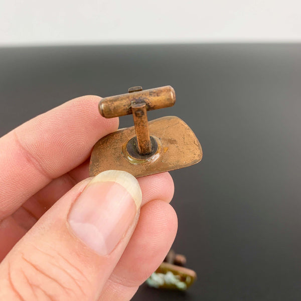 Mid century copper enamel cuff links