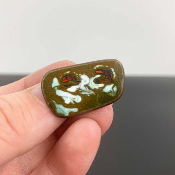 Mid century copper enamel cuff links