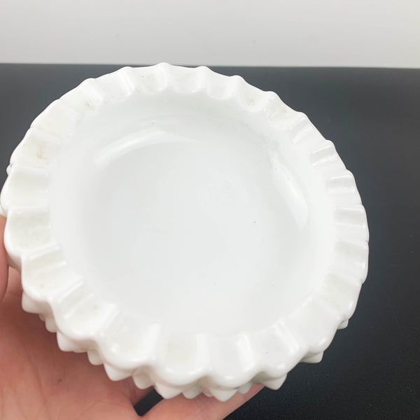 Fenton hobnail milk glass bowl and shoe ornament - Set of 2