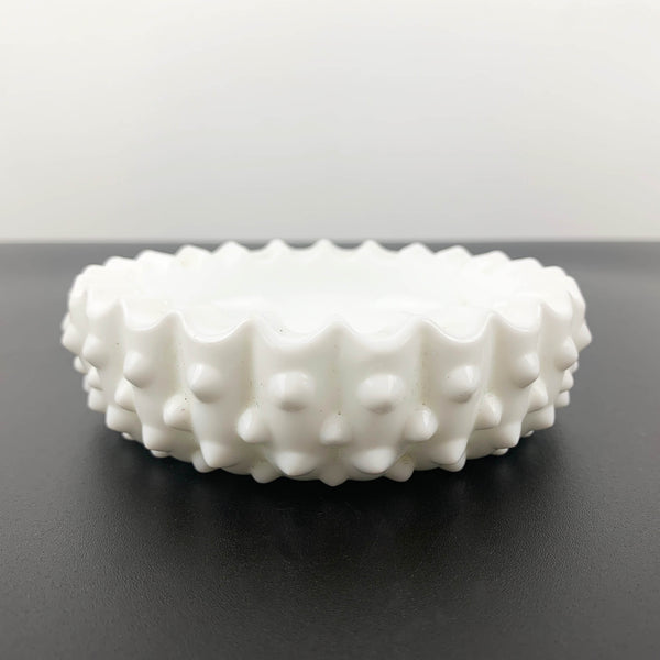 Fenton hobnail milk glass bowl and shoe ornament - Set of 2