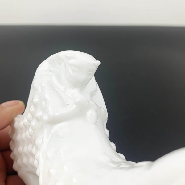Fenton hobnail milk glass bowl and shoe ornament - Set of 2
