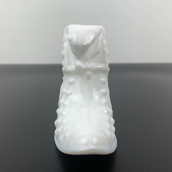Fenton hobnail milk glass bowl and shoe ornament - Set of 2