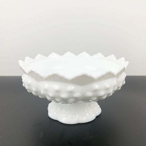 Fenton milk glass hobnail lidded and footed candy dish
