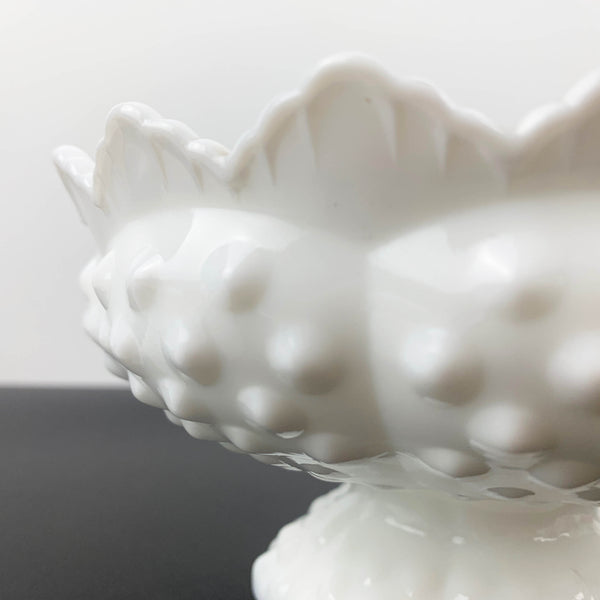 Fenton milk glass hobnail lidded and footed candy dish