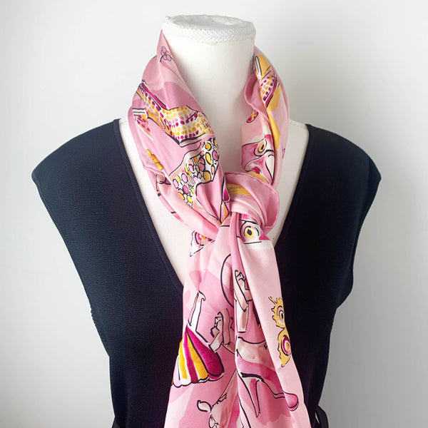 Salvatore Ferragamo pink shoe print vintage silk scarf