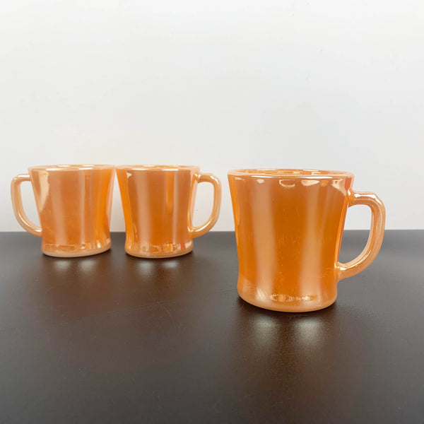 Fire King (Anchor Hocking) peach lustreware mugs - Set of 3