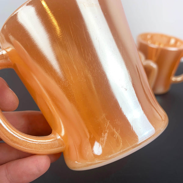 Fire King (Anchor Hocking) peach lustreware mugs - Set of 3