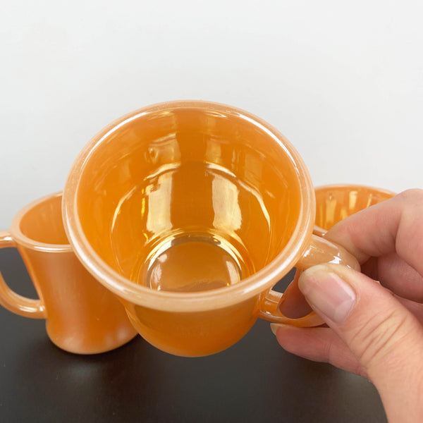 Fire King (Anchor Hocking) peach lustreware mugs - Set of 3