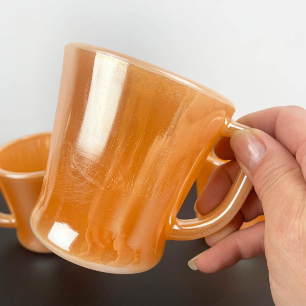Fire King (Anchor Hocking) peach lustreware mugs - Set of 3