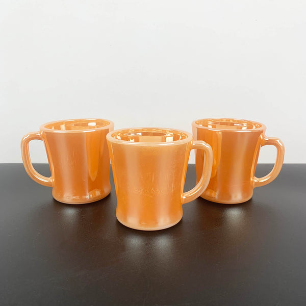 Fire King (Anchor Hocking) peach lustreware mugs - Set of 3