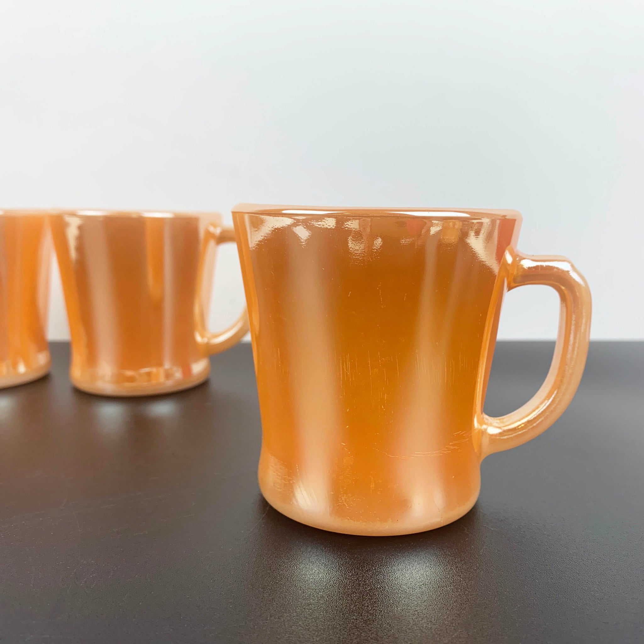 Fire King (Anchor Hocking) peach lustreware mugs - Set of 3