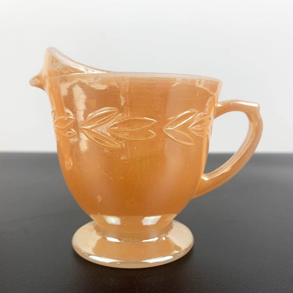 Fire King (Anchor Hocking) Peach Lustreware sugar bowl and creamer set