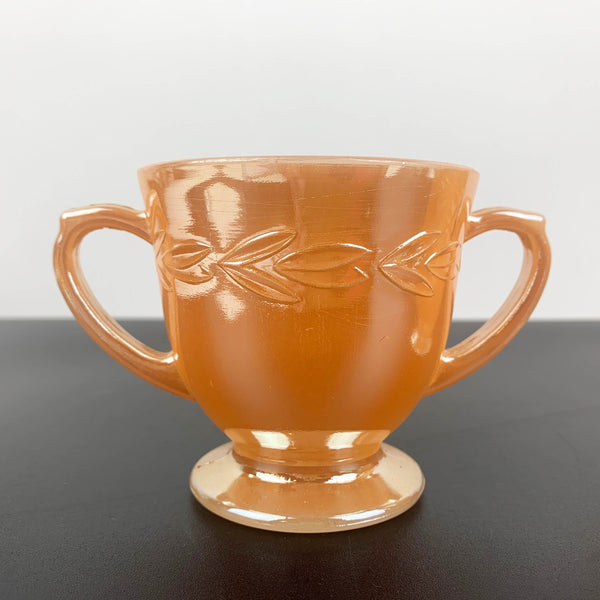 Fire King (Anchor Hocking) Peach Lustreware sugar bowl and creamer set