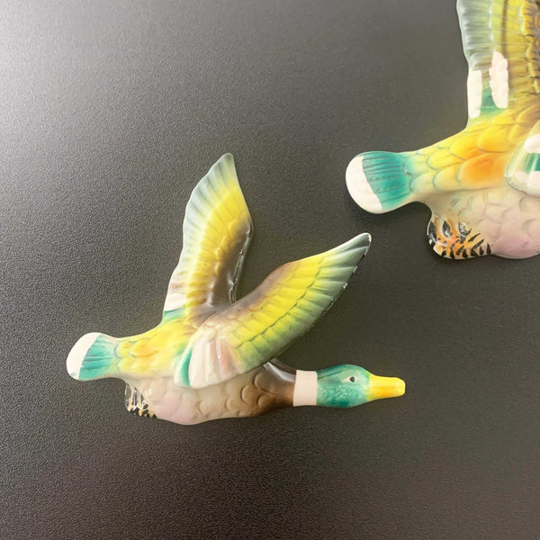 Mid century flying Mallard duck wall plaques - Set of 3