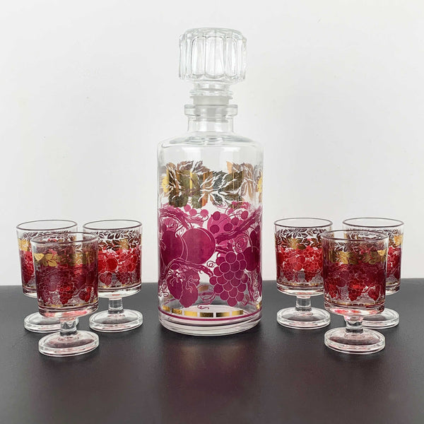 Luminarc Red and Gold Grapevine Cordial/Liqueur Decanter Set