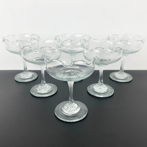 Ruffled edge stemmed dessert or champagne coupe