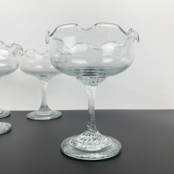 Ruffled edge stemmed dessert or champagne coupe