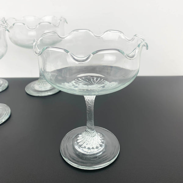 Ruffled edge stemmed dessert or champagne coupe