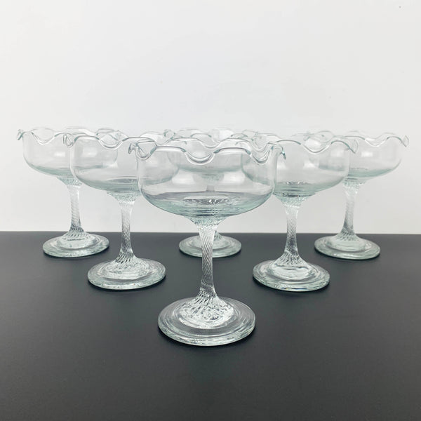 Ruffled edge stemmed dessert or champagne coupe