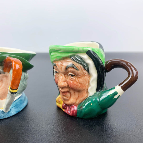 Miniature character jugs Royal Doulton Sairey Gamp and SylvaC Mr Pickwick - Set of 2