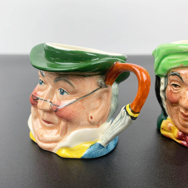 Miniature character jugs Royal Doulton Sairey Gamp and SylvaC Mr Pickwick - Set of 2