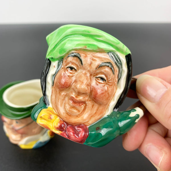 Miniature character jugs Royal Doulton Sairey Gamp and SylvaC Mr Pickwick - Set of 2