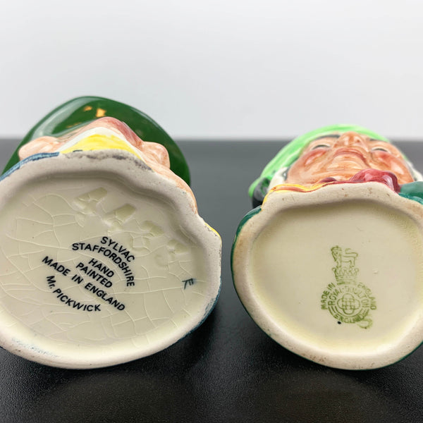 Miniature character jugs Royal Doulton Sairey Gamp and SylvaC Mr Pickwick - Set of 2