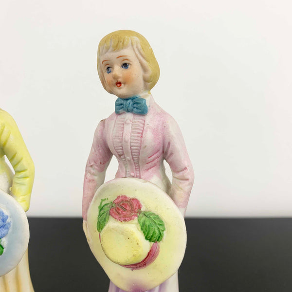 HCF London ladies with hats porcelain figurines - Set of 3