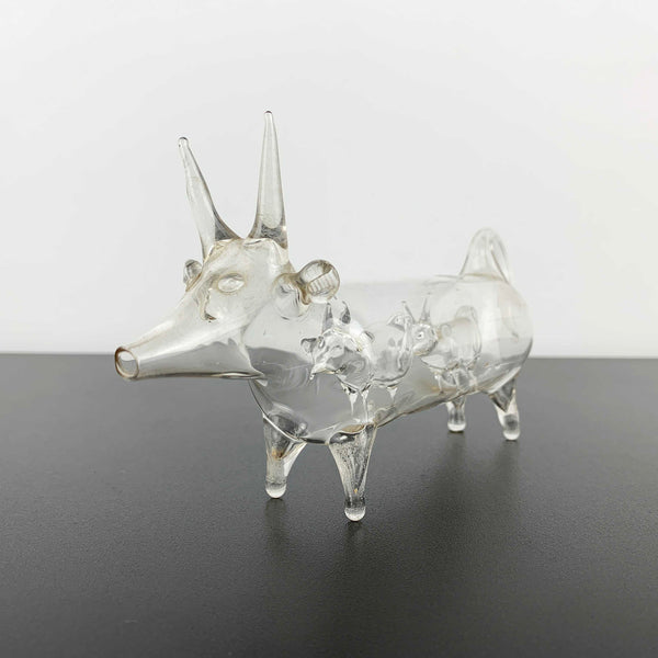 Roberto Niederer (attr.) hand blown glass cows inside cow creamer