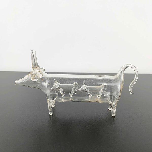 Roberto Niederer (attr.) hand blown glass cows inside cow creamer