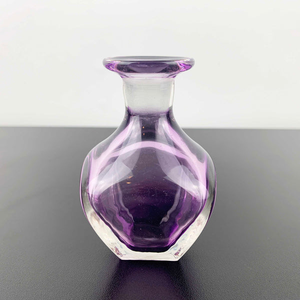 Eileen Gordon violet art glass perfume bottle with silver pouring funnel