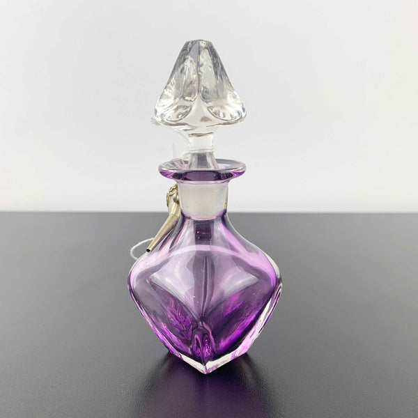 Eileen Gordon violet art glass perfume bottle with silver pouring funnel