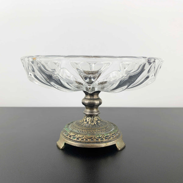 Greek decorative metal footed small compote