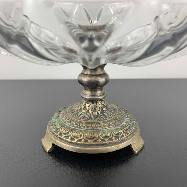 Greek decorative metal footed small compote