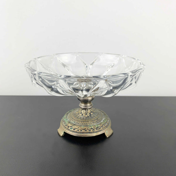 Greek decorative metal footed small compote