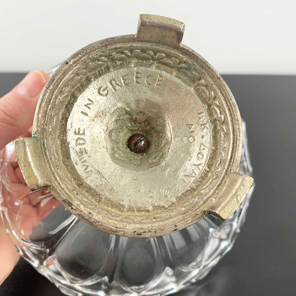 Greek decorative metal footed small compote