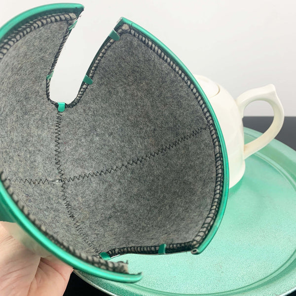 1950's retro tea set with anodised covers in peppermint green