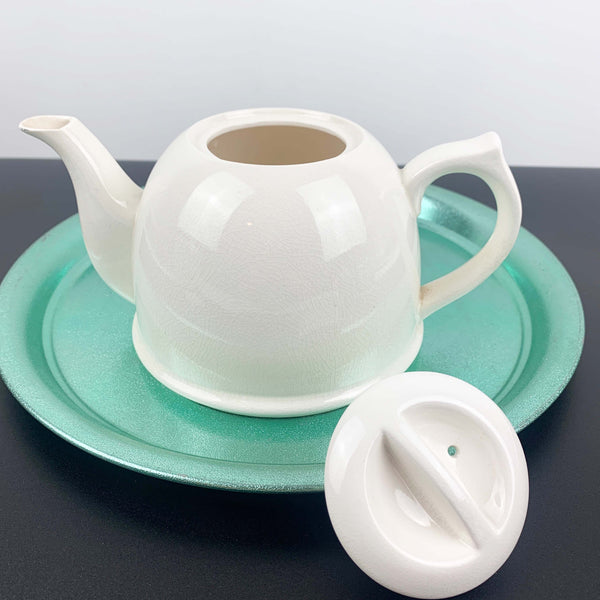 1950's retro tea set with anodised covers in peppermint green