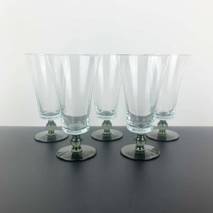 Mid century smoky green stemmed cocktail glass - Set of 5