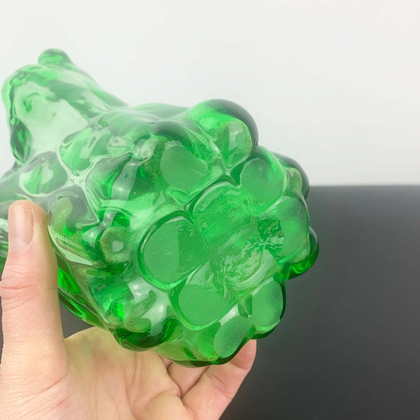 Green freeform art glass finger vase