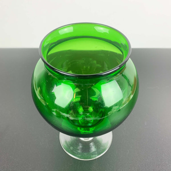 Emerald green Empoli lidded glass candy jar