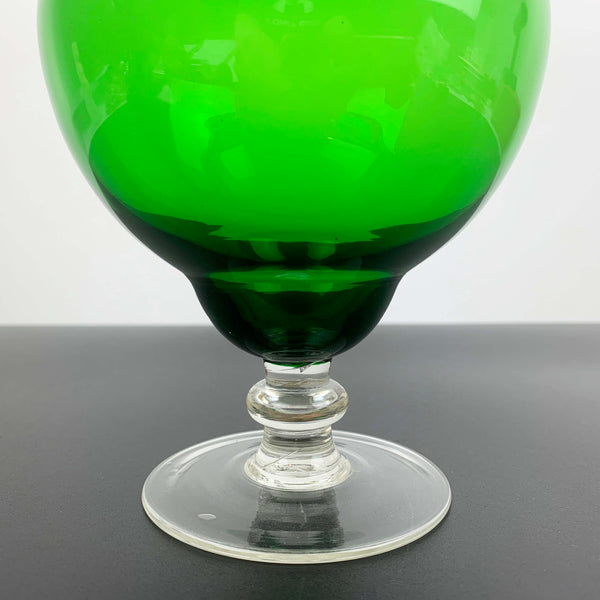 Emerald green Empoli lidded glass candy jar
