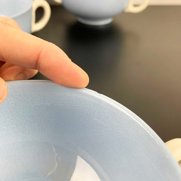 Grindley 'Azure Leaf' double handled soup bowls - Set of 6